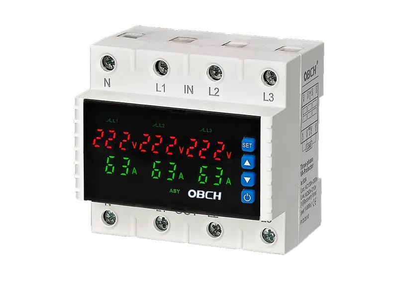 Bộ bảo vệ điện áp/dòng điện OBS7-6/3P+N 63A 3P 63A với màn hình LCD kỹ thuật số