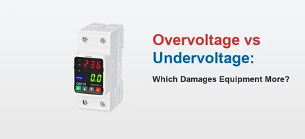 which damages equipment more, showing a self-resetting over/under voltage protector with digital display